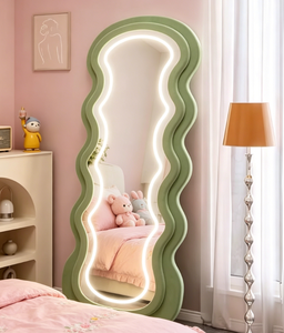 Wavy <b>LED</b> Full Body <b>Mirror</b> Floor Standing Dressing <b>Vanity</b> <b>Mirror</b> Modern Bedroom Hotel Decor - Product Image 3