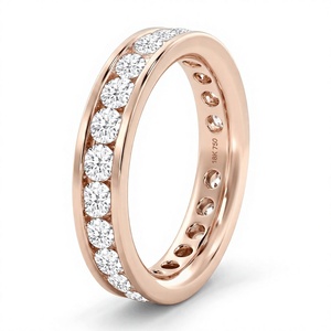 Anillo Apilable de Eternidad con Diamantes Cultivados en Laboratorio, Corte Brillante Redondo, Engastado en Canal, Chapado en Oro de 18K y 14K, Anillo de Diamantes Cultivados en Laboratorio VVS - Product Image 3
