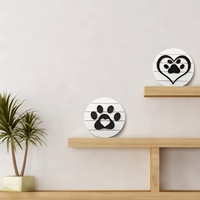 Ensemble fait à la main de 2 animaux de compagnie impression patte de chien décor en bois ferme plateau à plusieurs niveaux décorations signe de patte de chien en bois