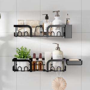 Estante de Ducha Autoadhesivo Sin Taladro, Estantes Negros para Baño con Cesta y Soporte para Cepillo de Dientes y Jabón - Product Image 5