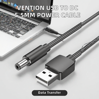 VENTION Kabel Daya USB-A ke DC 5.5mm Tipe Tuning Fork (5V DC 1.5 Meter) Bahan PVC