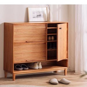 Scarpiera in Legno Stile Giapponese, Mobile da Soggiorno con Spazio di Archiviazione, Arredamento per l'Ingresso di Casa - Product Image 2