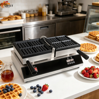 Gaufrier électrique carré antiadhésif XL ultra-résistant à quatre empreintes, idéal pour la maison et l'hôtellerie