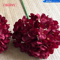 Meilleures ventes : Grande fleur artificielle d'hortensia en soie bordeaux pour bouquet DIY, toile de fond de mariage, décoration d'hôtel et de maison, vente en gros