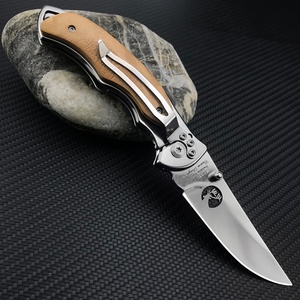 Couteau de poche pliable d'extérieur, lame en acier inoxydable 440C, manche en bois, couteau de camping et de chasse DIY OEM - Product Image 5