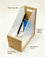 Porte-revues en bambou et acrylique, organiseur de lettres vertical pour bureau, support de classement incliné pour documents, rangement de papier de bureau