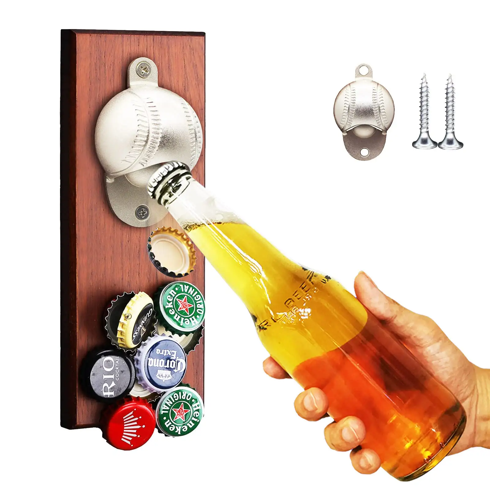 Customized Wood Bottle Opener Magnet Funny Gift wood+ metal material