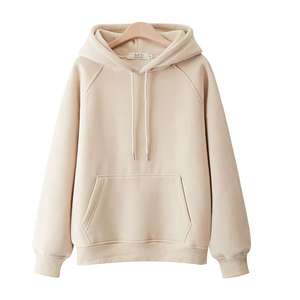 Casual bolsillo canguro de <span class=keywords><strong>rosa</strong></span> con capucha llana suéteres de Otoño de las mujeres ropa de manga larga de lana gruesa sudaderas - Product Image 4