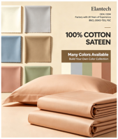 Ensemble de literie en satin de coton biologique 60S de qualité supérieure, housse de couette et draps en coton 100% uni