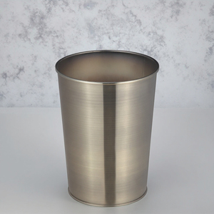 Stainless Steel Cone Trash <strong>Can</strong> - Lidless Waste Bin &amp; <strong>Garbage</strong> Container in Steel &amp; Antique Bronze - Product Image 6