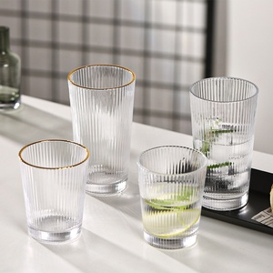 Bicchieri in Vetro a Righe per Acqua Fredda e Succhi, Vendita all'Ingrosso per Hotel, Intagliati per una Comoda Degustazione - Product Image 2