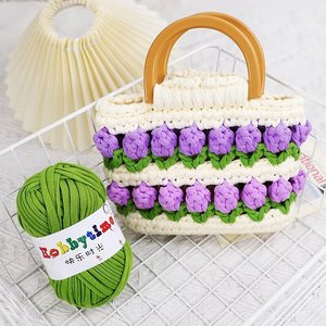 Haute qualité Polyester bricolage sacs écharpes fil doux tissé à la main usine en gros fil épais anneau filé DTY FDY tricot tissage - Product Image 6