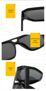 レディース<span class=keywords><strong>2025</strong></span>年新製品トレンドプラスチック男性用クール不規則勾配レンズダブルブリッジフラットトップデザイナーサングラス - Product Image 3