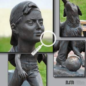 Figura <span class=keywords><strong>de</strong></span> bronce fundido, escultura <span class=keywords><strong>de</strong></span> niño y estatua <span class=keywords><strong>de</strong></span> perro, escultura <span class=keywords><strong>de</strong></span> jardín al aire libre para decoración <span class=keywords><strong>de</strong></span> jardín - Product Image 2