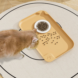 Tapete impermeable, resistente a las manchas y antideslizante para comida de mascotas, plato grande de plástico, tazón para gatos, plato para comida, tapete de limpieza para alimentos - Product Image 3