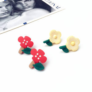 2025 Hot Selling Handmade Cute Fresh <b>Sweet</b> Stud Earrings Fashion New Trendy Flower Shaped Clip on Earrings for Girls Women <b>Party</b> - Product Image 1