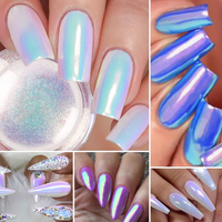 Aurora Powder Nail Glitter Pearl Neon Dust Effect Chrome Art Mermaid Rainbow AB Color pour le trempage, la décoration