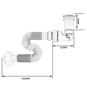 Tubo di Scarico Universale Flessibile Anti-intasamento per Lavabo con Valvola Pop-up, <span class=keywords><strong>Sifone</strong></span> Estensibile Anti-odore per <span class=keywords><strong>Bagno</strong></span> Senza Utensili - Product Image 6