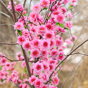 Flores Artificiales de Cerezo y Melocotón Realistas Hechas a Mano para Decoración de Interiores del Hogar, Simulación de Flores Secas de Plástico - Product Image 1