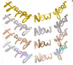 Forniture per feste con bandiera di carta stampata di felice anno nuovo 2025 per creare un'atmosfera festosa il giorno di <span class=keywords><strong>capodanno</strong></span> - Product Image 2