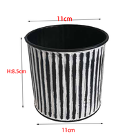 Seau à plantes vintage rayé en métal, pot de fleurs cylindrique en fer galvanisé pour la maison, le balcon, le jardinage à la ferme
