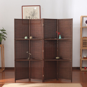 Phòng Divider 4 Bảng điều khiển màn hình phòng Divider màn hình bằng gỗ gấp di động phân vùng màn hình gỗ với lưu trữ di động kệ - Product Image 1