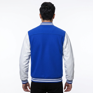 Chaqueta Bomber Universitaria Personalizada para Hombre, Chaqueta Varsity de Béisbol con Cuello Alto y Hombros Caídos, en Cuero Genuino - Product Image 1