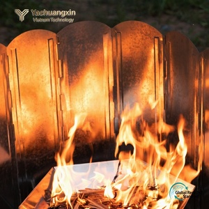 Metal Folding <b>Fire</b> <b>Pit</b> Windscreen Outdoor <b>Camping</b> Campfire Protection Shield All Seasons Use - Product Image 3