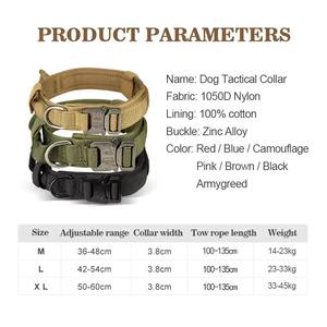 Vente en gros de haute qualité collier de dressage pour chien de compagnie à boucle en métal robuste ensemble collier et laisse pour grands chiens collier de chien tactique - Product Image 6