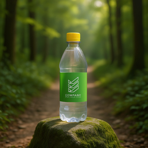 Bouteille d'eau promotionnelle en plastique PET écologique de 500 ml, ronde, blanche, avec étiquette personnalisée, impression numérique, design minimaliste - Product Image 3