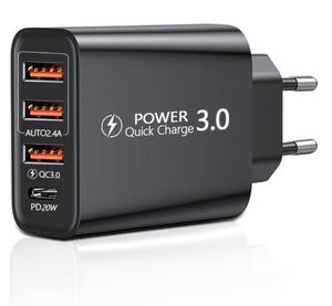 Wholesale 12W 4-Port <b>USB</b> A Type-<b>C</b> Wall Charger PD Quick Charge 3.0 Power for Mobile Phone US EU <b>Plug</b> <b>Adapter</b> - Product Image 1