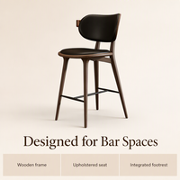 Chaise de bar contemporaine en bois rembourrée avec repose-pieds, tabouret de comptoir moderne pour café, restaurant, îlot de cuisine, usage commercial