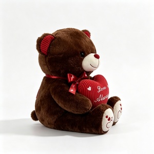 Ours en peluche brun personnalisé, ours en peluche pour la Saint-Valentin, ours en peluche avec coussin en forme de cœur, ours en peluche romantique - Product Image 5