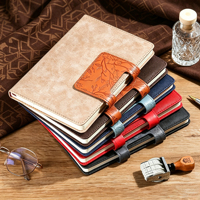 Cuaderno Magnético A5 de Cuero PU Vintage con Hebilla Grabada, 100 Hojas Rayadas, Diario Multicolor para Negocios y Uso Diario