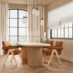 مجموعات فاخرة مخصصة أثاث غرفة الطعام 6 مقاعد طاولات الطعام الخشبية الحديثة مع الكراسي