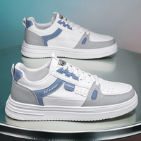 Chaussures plates décontractées et sportives pour hommes, blanches et tendance, à lacets, respirantes, imperméables, avec semelle intermédiaire en EVA antidérapante, idéales pour le printemps