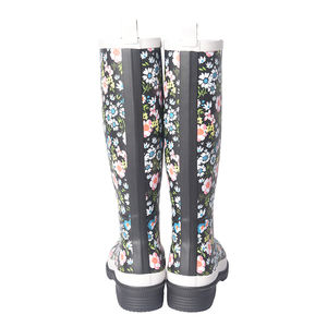 VIKDOO Petites bottes <span class=keywords><strong>de</strong></span> <span class=keywords><strong>pluie</strong></span> à fleurs grises pour femmes - Product Image 4