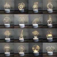 Lampe de Nuit LED Illusion 3D en Acrylique pour Enfants, Lampe de Table Alimentée par USB et Piles – Décoration de Salon, Design Personnalisable