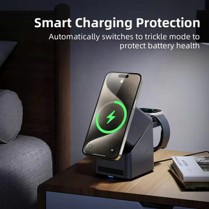 Mới Đến 15W Nhanh Chóng Từ Sạc Không Dây Đứng Cảm Ứng Tự Động Xoay 3 Trong 1 Sạc Không Dây Kỹ Thuật Số Đồng Hồ Báo Thức - Product Image 5