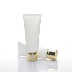 Custom White 50 100 150 ml Empty Soft Squeeze <b>Tube</b> Unique <b>Plastic</b> Packaging Golden Cap for Eye Cream Hand Cream Skin Labeling - Product Image 3