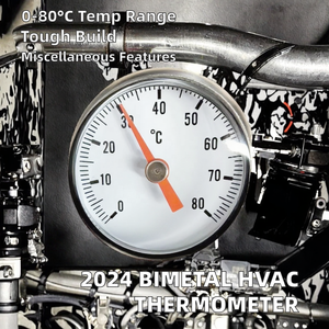 เครื่องวัดอุณหภูมิแบบ bimetal แกน40มม. แบบ0-80C ที่สามารถปรับแต่งได้ - Product Image 2