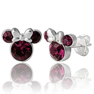 Top Fashion Di.sney Minnie Mouse Stud orecchini Faux ametista Birthstone ciondolo gioielli da donna placcati in argento