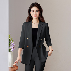 Women's <b>White</b> <b>Summer</b> Suit Set Three Quarter Sleeve Lightweight Breathable Office Lady Style - Product Image 2