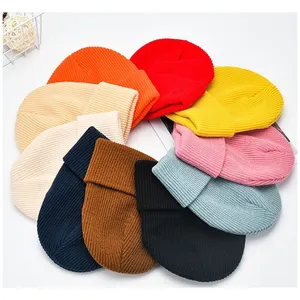 Wholesale Winter Hats Unisex Pure Color Plain Cap Gorro de invierno Knitted Hat Beanie