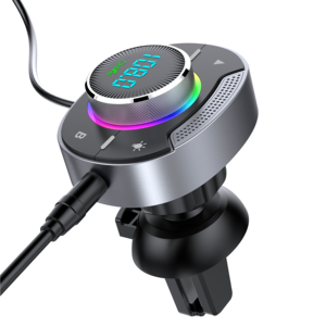 Nhà Máy Tư Nhân T86 Đầy Màu Sắc Ánh Sáng Xe <span class=keywords><strong>Bluetooth</strong></span> FM Transmitter AUX out TF Thẻ Âm Nhạc MP3 Máy Nghe Nhạc Với Không Khí Vent Clip Mùa Xuân Cáp - Product Image 5