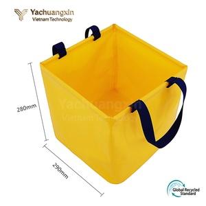Bolsa de almacenamiento plegable cuadrada amarilla con asas negras, material no tejido para uso en campamentos al aire libre, para todas las estaciones - Product Image 6