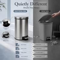 Poubelle à pédale en métal brossé avec couvercle à fermeture douce pour cuisine et salle de bain