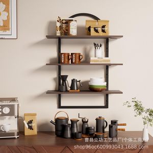 Iron Wood Combined <b>Wall</b> <b>Mounted</b> <b>Shelf</b> 3 Tier Durable For Kitchen Living Room Display Rack - Product Image 2