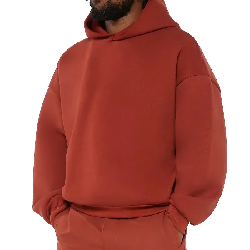 Özel Logo boy boş polar Hoodies hiçbir dize 500g ağır sokak giyim damla omuz düz erkek Hoodies