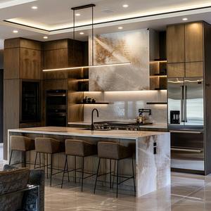 Mobili <span class=keywords><strong>da</strong></span> <span class=keywords><strong>Cucina</strong></span> in Legno Massello Stile Moderno con Ante in Vetro Design Personalizzato per Centri Commerciali Prezzo di Fabbrica per Appaltatori e Ristrutturatori - Product Image 2